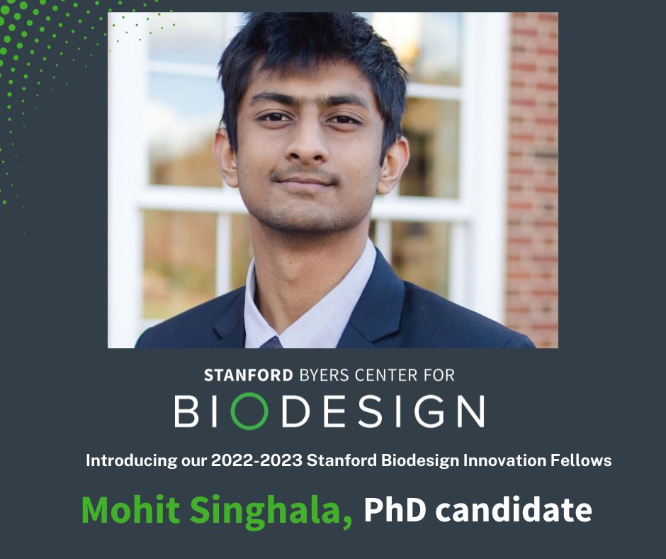 We are pleased to introduce you to our first 2022-2023 Innovation Fellow! Please join us in welcoming <a href="/MohitSinghala/">Mohit Singhala</a> to the Biodesign community!
More: linkedin.com/feed/update/ur…

Want to invent your own future in health technology innovation? Applications for 2023-24 open on May 16!