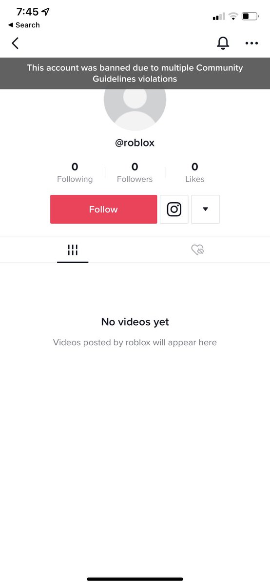 RTC on X: Roblox's TikTok account has been accidentally BANNED