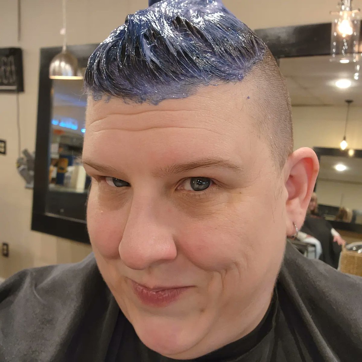 Devsfan55's tweet photo. Hairs done. 💙 #retroblue #bluehairdontcare https://t.co/ZXwrjxrQeZ
