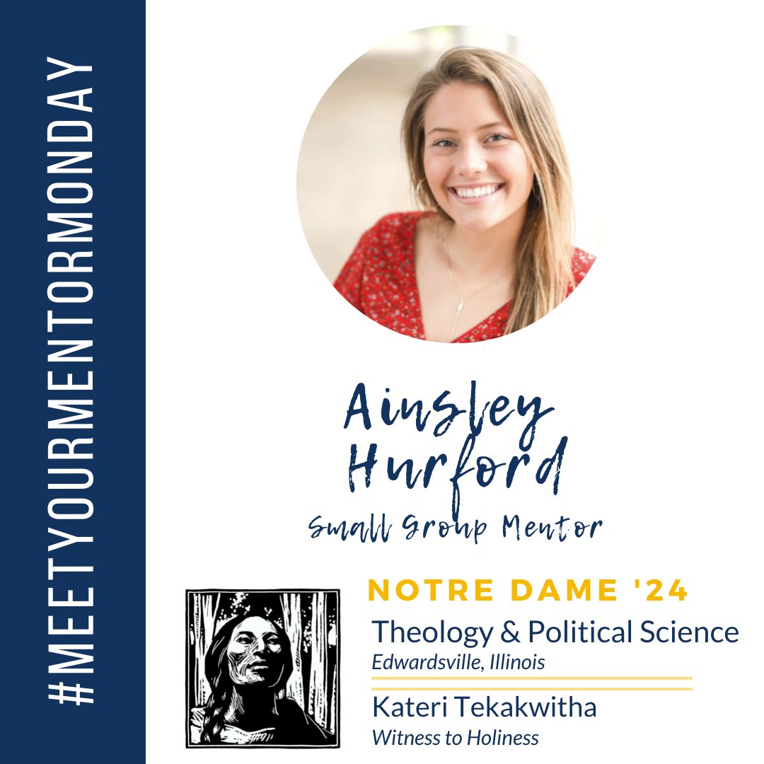 Meet Ainsley Hurford, Small Group Mentor!
"I'm looking forward to having tons of fun and creating deeper, Christ-centered connections with the high schoolers! Also can't wait for campus to be warm, green, and full of life again!" #NDVision #MeetYourMentorMonday <a href="/McGrathND/">McGrath Institute for Church Life</a>