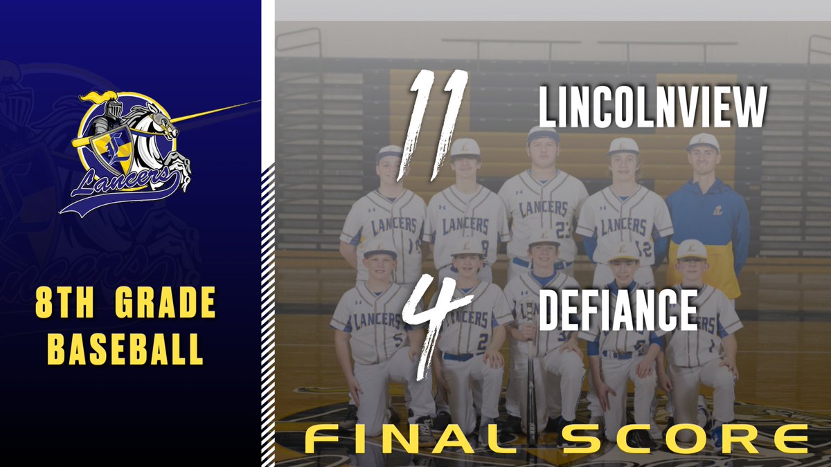 LHSAthletics2's tweet photo. The 8th grade baseball team improved to 3-0 with their win over Defiance tonight. https://t.co/igHlIkgp1t