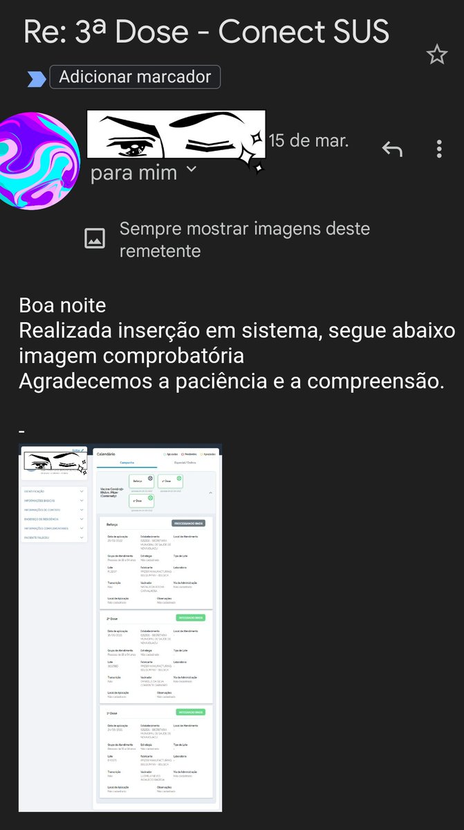 jsilva2000's tweet photo. #JN o atual governo é um desserviço pro 🇧🇷, mas a inserção de dados relativos a vacinação da COVID-19 no #ConectSus é de responsabilidade dos municípios!
Tive problemas com a atualização da minha 3ª dose no app e tive que cobrar a secretaria de saúde do meu município. https://t.co/8wpLxUbio3