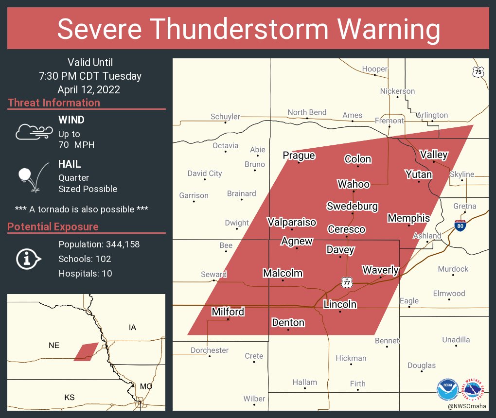 NWS Omaha on Twitter "Severe Thunderstorm Warning continues for