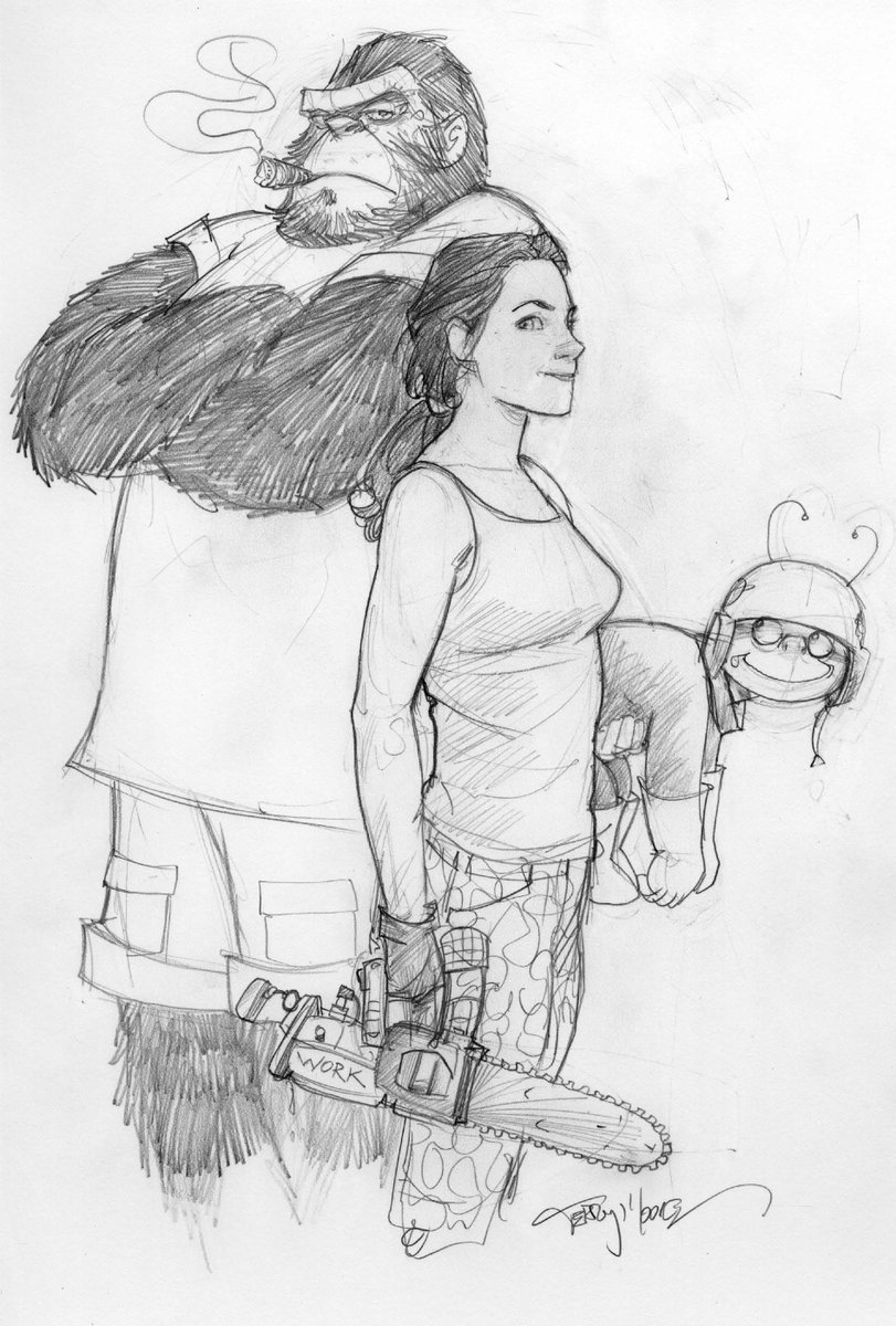 M00NLIGHTSTUDI0's tweet photo. Everyone needs a little Bik and Beep in their lives. Just ask the big gorilla. #MotorGirl #SamAndMike #Bik #Beep #AbstractStudio #TerryMoore Art by @TerryMooreArt https://t.co/8zJEeYPOUL