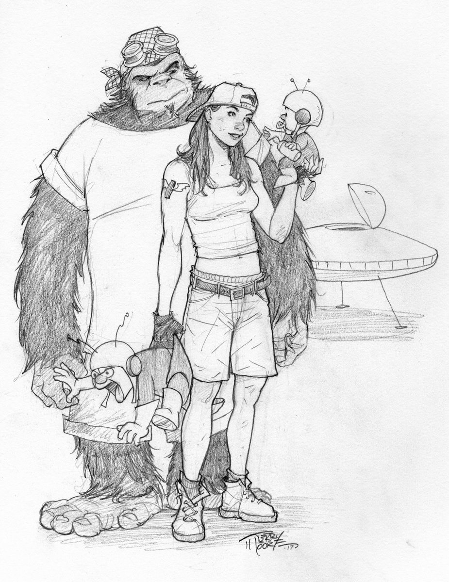M00NLIGHTSTUDI0's tweet photo. Everyone needs a little Bik and Beep in their lives. Just ask the big gorilla. #MotorGirl #SamAndMike #Bik #Beep #AbstractStudio #TerryMoore Art by @TerryMooreArt https://t.co/8zJEeYPOUL