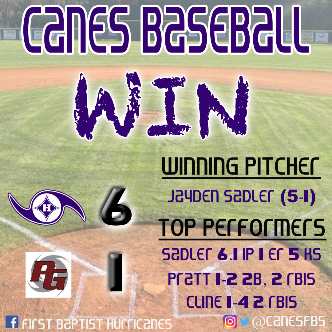 CanesFBS's tweet photo. Canes Baseball takes game 2 of the series over Porter-Gaud! #WeAreFB https://t.co/MT8S2TFabn