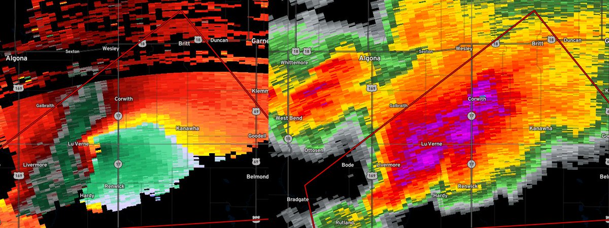 The_Kat_Abraham's tweet photo. This #tornado is producing! Not on the ground yet, but there is a lot of rotation on this storm. Screenshot from
@ReedTimmerAccu 's stream. #Kanawha #LuVerne #Renwick #Corwith #Iowa be weather aware. Know where your safe zone is. https://t.co/jgbQVoAJQy
