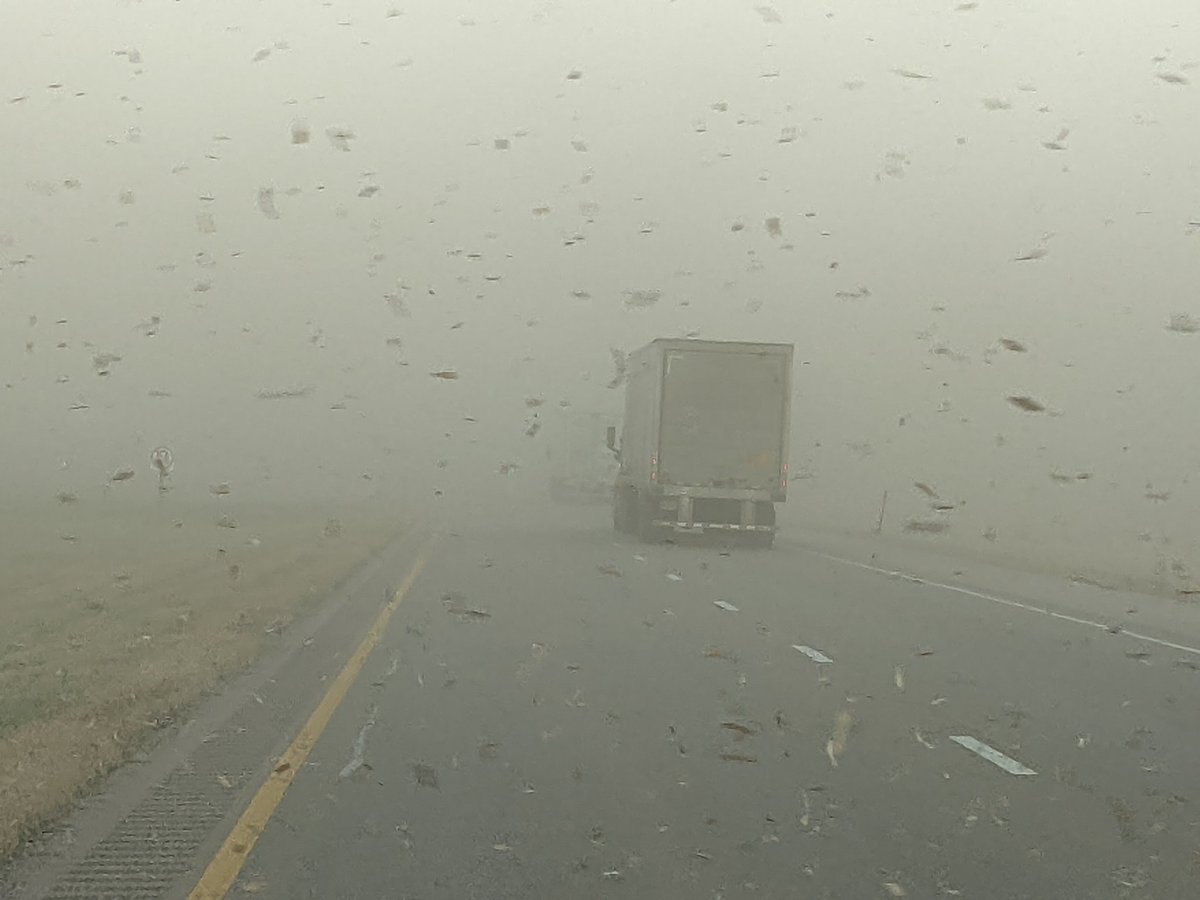 LarkinPowell's tweet photo. Scene on I80 east of York. Nebraska losing topsoil. Dangerous situation. Those are corn stalks in the air. https://t.co/z8EaCa09MN