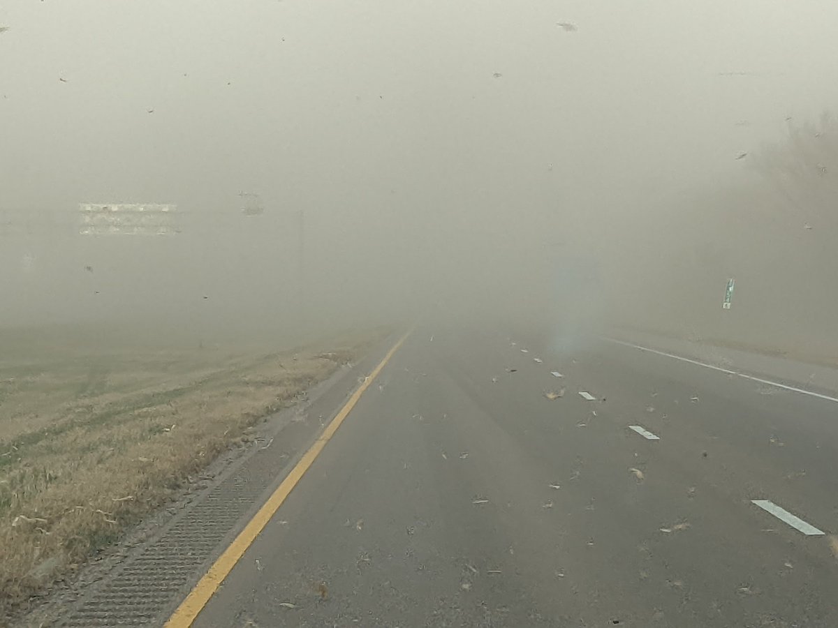 LarkinPowell's tweet photo. Scene on I80 east of York. Nebraska losing topsoil. Dangerous situation. Those are corn stalks in the air. https://t.co/z8EaCa09MN