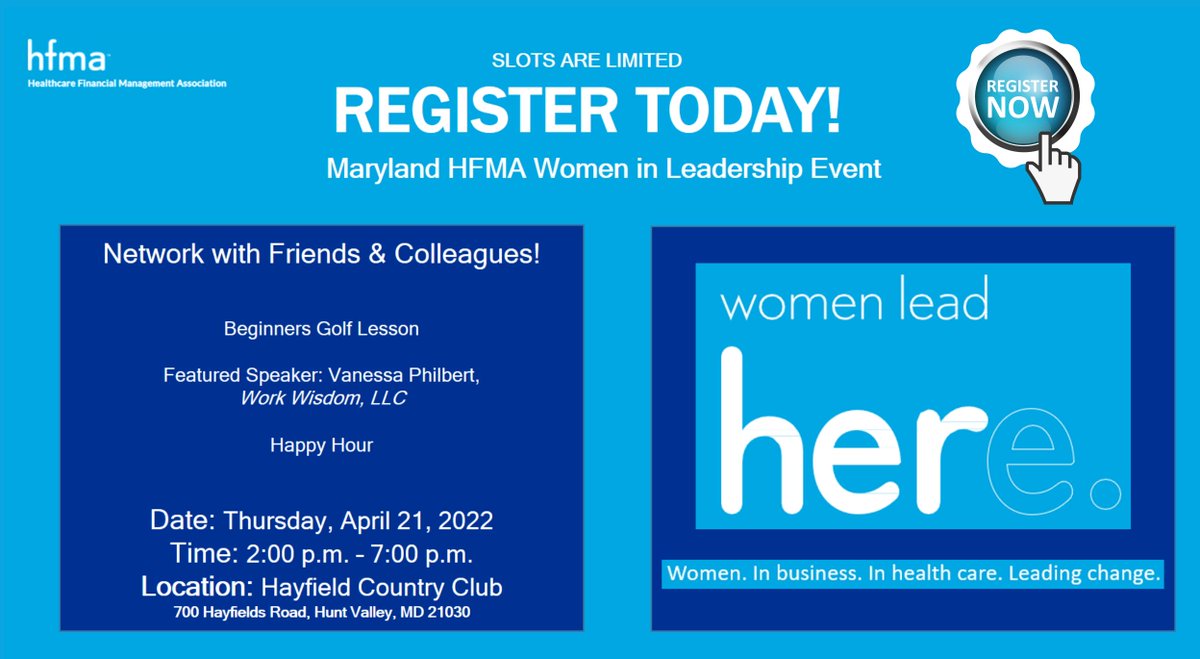 Registration is now open for our next HFMA Women in Leadership event. We hope you can join us. Click on the link to register: web.cvent.com/event/9ceacf3c…