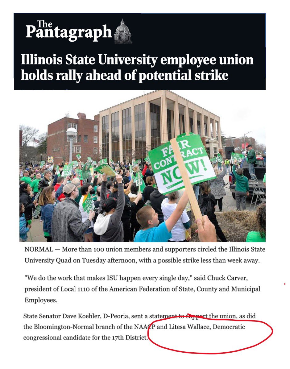DrLite13's tweet photo. #Solidarity #UnionStrong #AFSCMEStrong #SupportUnionWorkers #AFSCME #twill @Pantagraph @afscme31 @AFSCMELocal1110 @isugradunion https://t.co/T3vBqviv4I