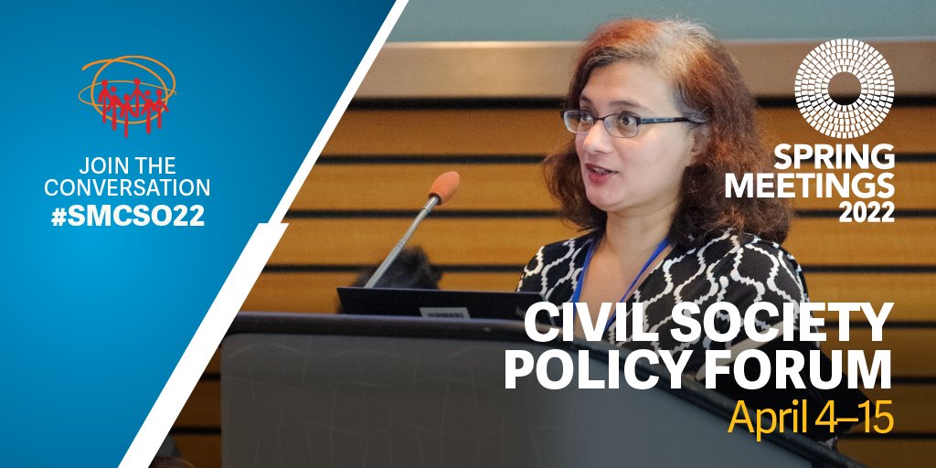 WBG_ClimateEnv's tweet photo. Join us at the Civil Society Policy Forum from April 4-April 15! 
📣Explore inclusive space for civil society 
🙋🏽Engage @IMFNews @WorldBank @IFC_org 
🎤Let your voice be heard 
🌐 Discuss shared development goals

Watch LIVE: https://t.co/3X33nc1l6b #SMCSO22 https://t.co/nLzuxyiepM