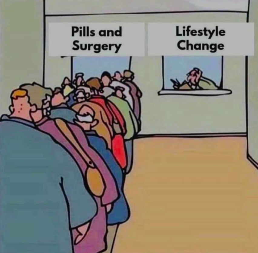 Its easy to blame the pill pushers. But frankly, it's the patients who are at least equally at fault. 

Most people would prefer to take pills than to make simple diet &amp; lifestlye changes.