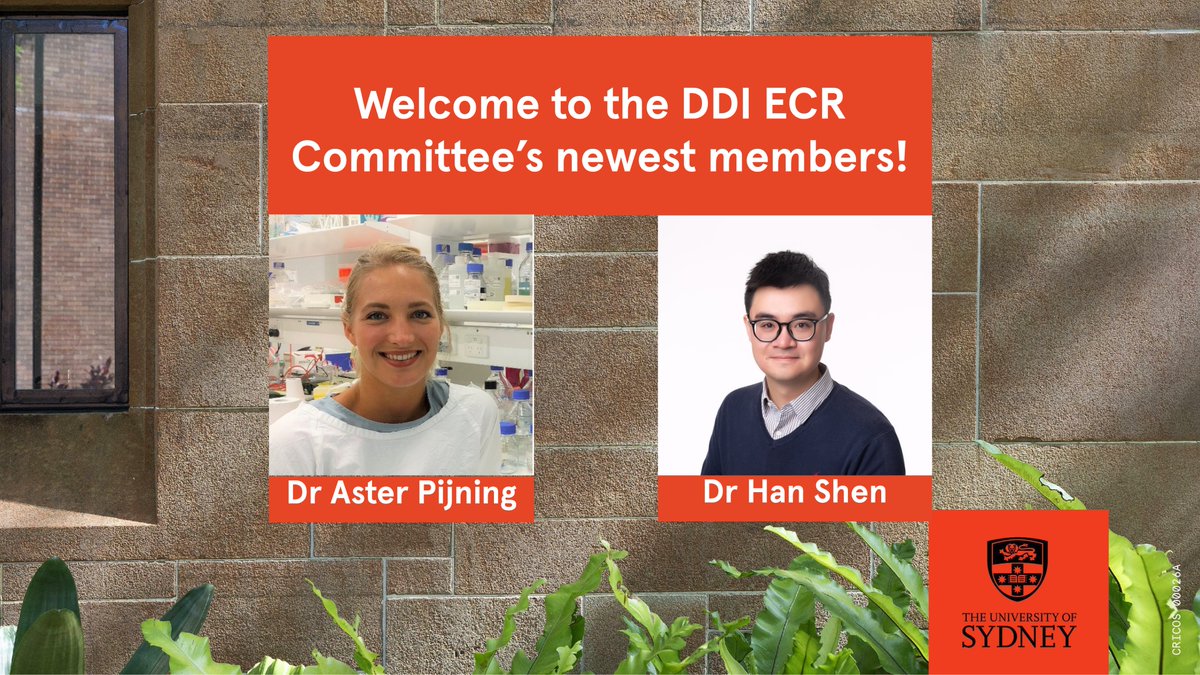 Centre for Drug Discovery Innovation (@sydney_ddi) on Twitter photo We'd like to introduce two new members of the DDI ECR Committee: Dr <a href="/AsterPijning/">Dr. Aster Pijning</a> and Dr <a href="/hannsshen/">Han Shen</a>.
They'll be working to support and provide opportunities for the DDI's HDR + ECR cohort - like at next month's ECR Symposium (bit.ly/DDIECRSymposiu…)
Welcome, Aster and Han! We'd like to introduce two new members of the DDI ECR Committee: Dr <a href="/AsterPijning/">Dr. Aster Pijning</a> and Dr <a href="/hannsshen/">Han Shen</a>.
They'll be working to support and provide opportunities for the DDI's HDR + ECR cohort - like at next month's ECR Symposium (bit.ly/DDIECRSymposiu…)
Welcome, Aster and Han!