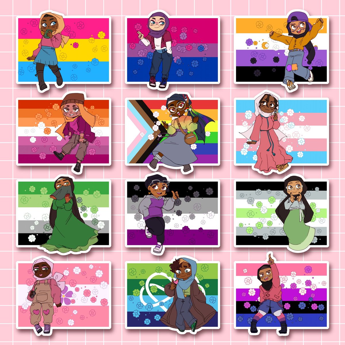 aeniiac's tweet photo. reposting my queer hijabis for ramadan <3 https://t.co/8meKUPQbLF