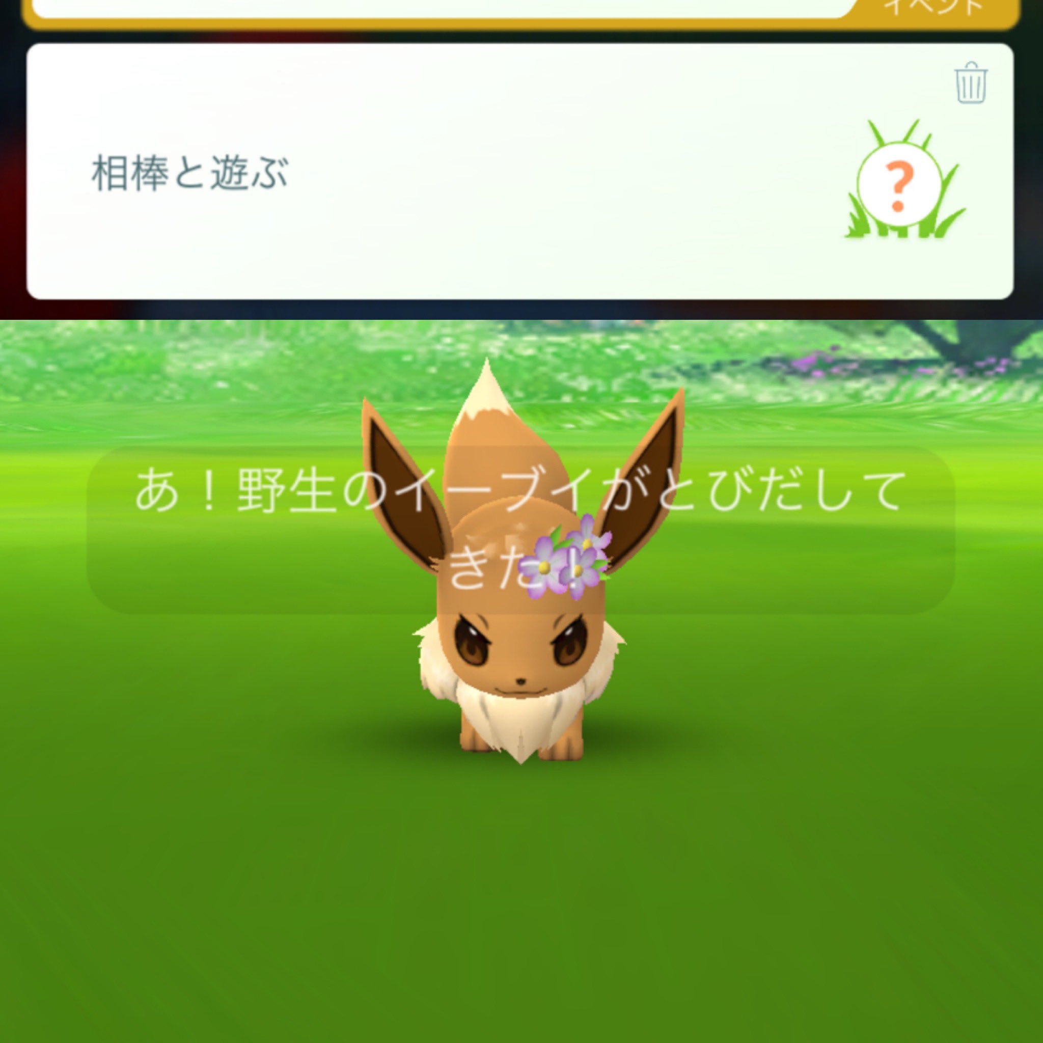 ポケモンgo攻略 Gamewith Twitter પર 情報募集 現在一部のトレーナーより 限定タスクではない 相棒と遊ぶ ポケモンを1匹進化させる の通常タスクから花飾りイーブイが出現するとの情報を頂いています 実際に上記タスクから花飾りイーブイが出たという方