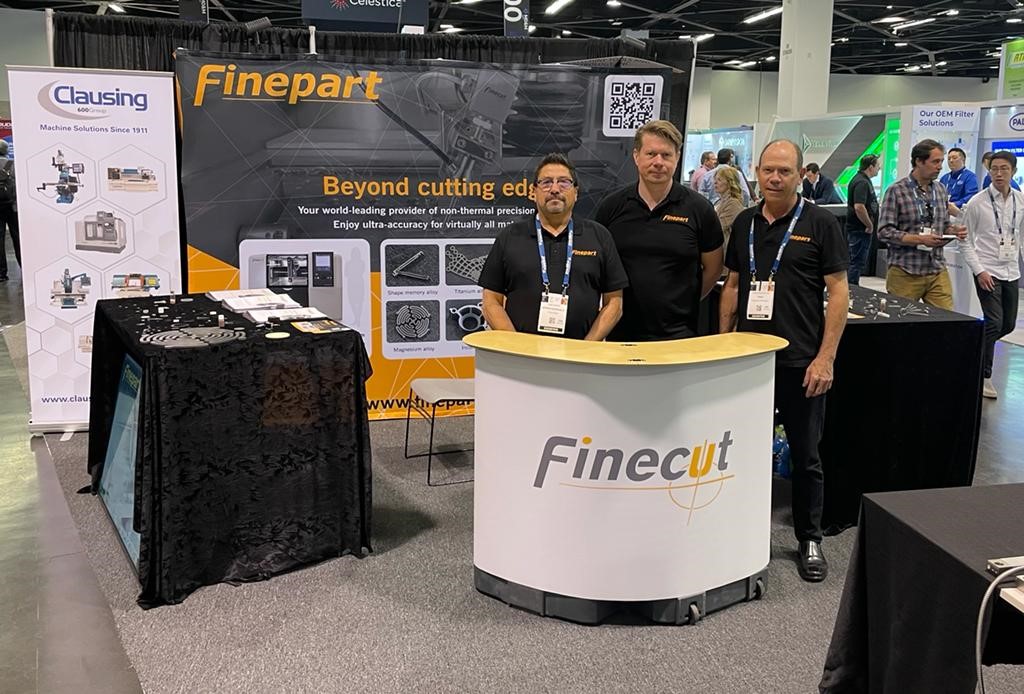 FinepartSweden's tweet photo. The first day of MD&amp;M West (12-14th of April) has come to an end. It has been a good day where we have met current customers and a lot of potential customers interested in the Finecut process. https://t.co/oRh3ZFeJz2