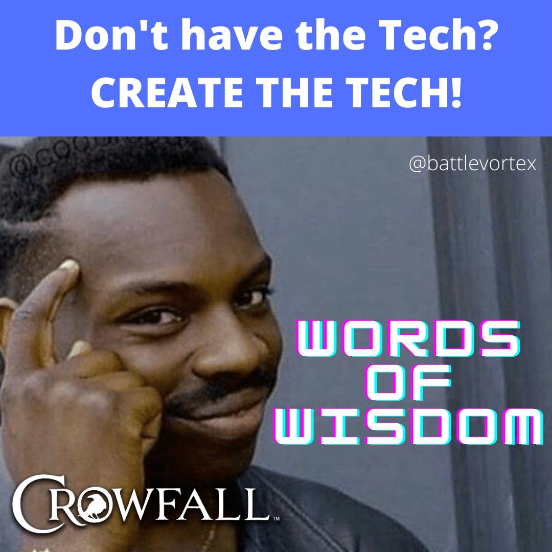 BattleVortex's tweet photo. In what can only be considered "a moment of brilliance", fellow Crowfall streamer @dabbgins gave the Crowfall Dev team some words of wisdom on his live stream... "Don't have the tech? Create it". GG brotha! @CrowfallGame #crowsofafeather https://t.co/vCGysVMASg