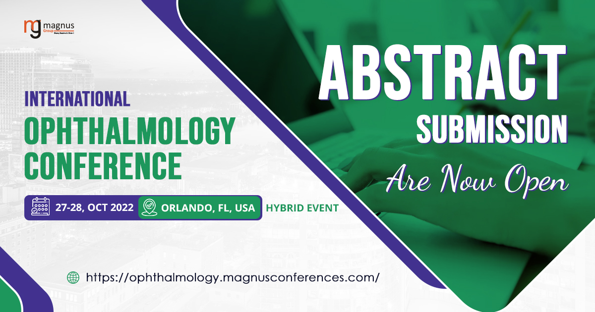 Share your research on the session #IOC2022
Submit your Abstracts For 'International Ophthalmology Conference'
Conference Dates and Venue : October 27-28, 2022, #Orlando #USA 

#InternationalOphthalmologyConferences2022 #OphthalmologyConference #Eyedisease #Cornea #USA #Florida