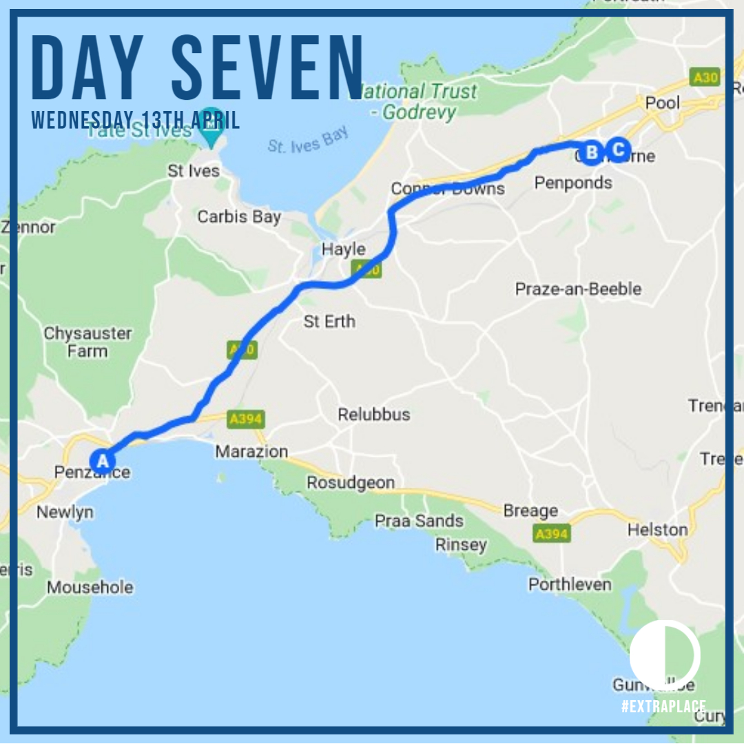 chat2debbie's tweet image. #Extraplace Day Seven* - Penzance to Camborne

Track our progress here: ow.ly/4c6o50IBX3F
Donate here: ow.ly/cjTc50IBX3J
More info/get involved here: debbie.chat

*Exact route may be amended as required, please DM us for up-to-date route info