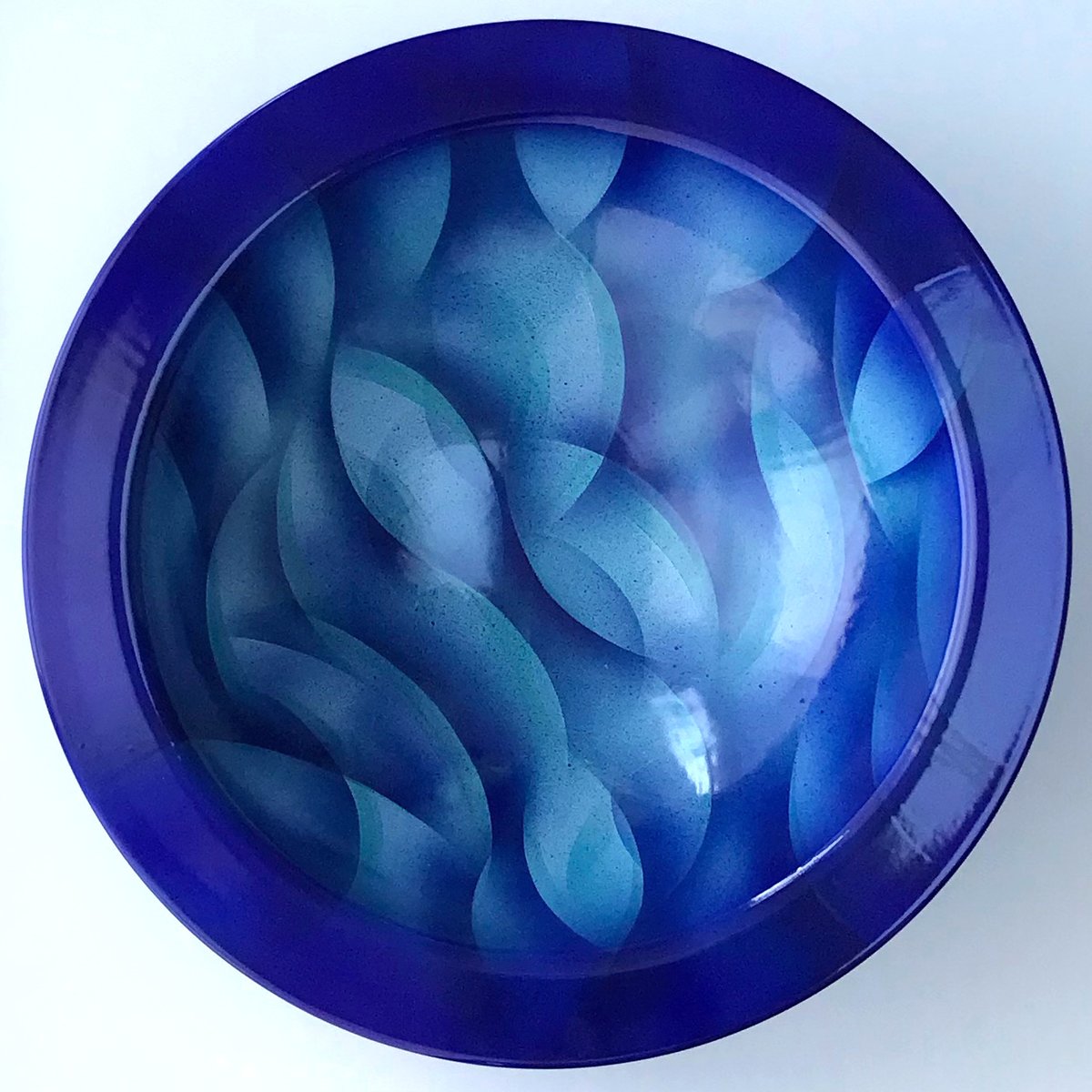 "The theme of water travels through the window in a free &amp; sinuous motion, culminating in the intense blue turquoise of the bowl."

<a href="/melhowseartist/">Mel Howse</a> recently designed &amp; made a window for St. Andrews in Ferring, Sussex, continuing the design into a vessel in the stone font beneath.