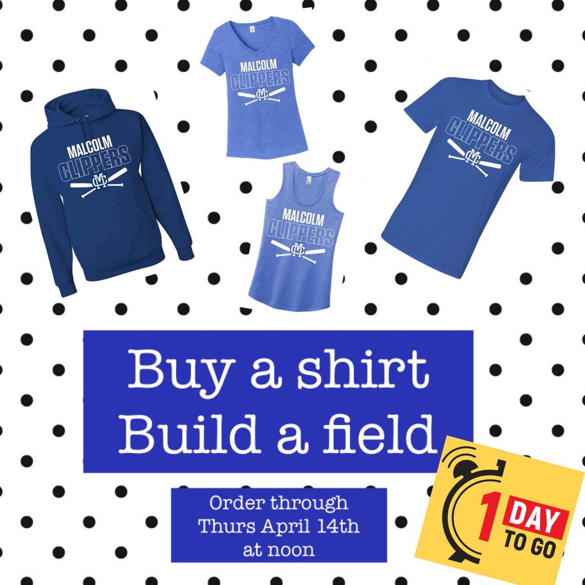 MalcolmField02's tweet photo. Orders close at Noon on Thursday, April 14th. 

Looking for some Malcolm softball/baseball shirts to support your favorite player?

https://t.co/FtDqb1tacj

The store is open now through Noon on April 14th. https://t.co/NiIpMeZ9Y0