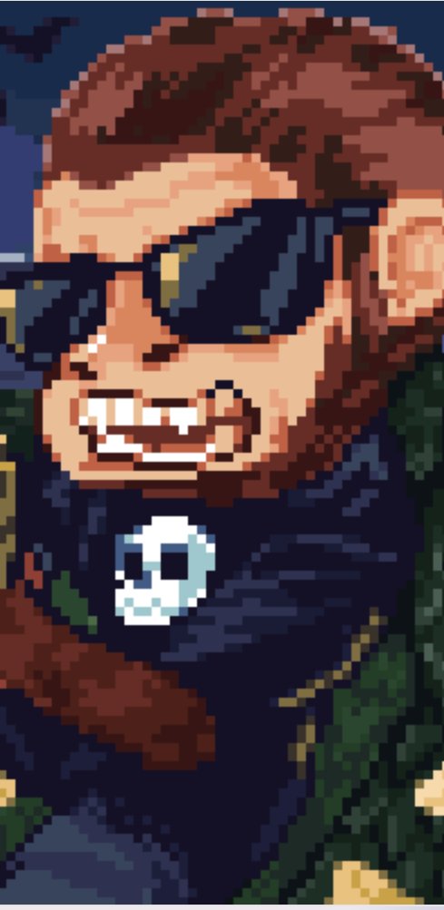 the8bitdao's tweet image. 😎What is zombie 🧟 slaying without a pair of badass shades and a crossbones ☠️ shirt? What gun are you hoping this smol will be packing?🔫

Preview of 1 of our 8BIT cartridges.Tag some friends 👯‍♂️&amp;amp; Follow &amp;amp; Like 👍&amp;amp; RT.Lucky Interactions considered for discord entry.