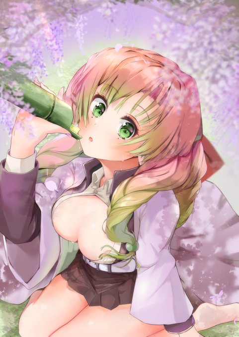 さうろんぼさんがTwitterに投稿した甘露寺蜜璃(鬼滅の刃)のイラスト。