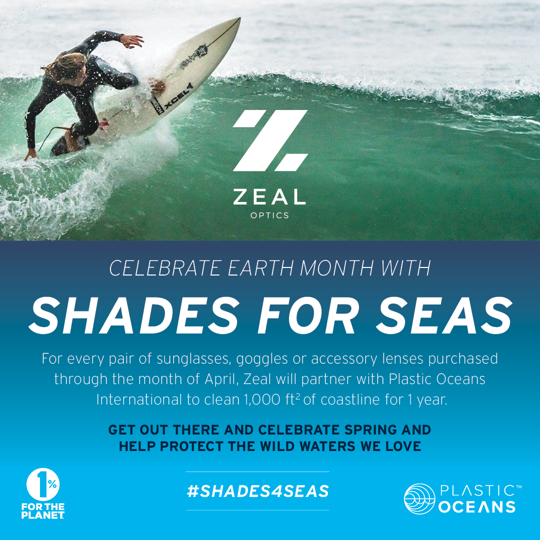 Buy from <a href="/ZealOptics/">Zeal Optics</a> and you'll help us clean millions of square feet of coastline this year! bit.ly/362nTDe #Shades4Seas #SurfGear #SkiGear #Sunglasses