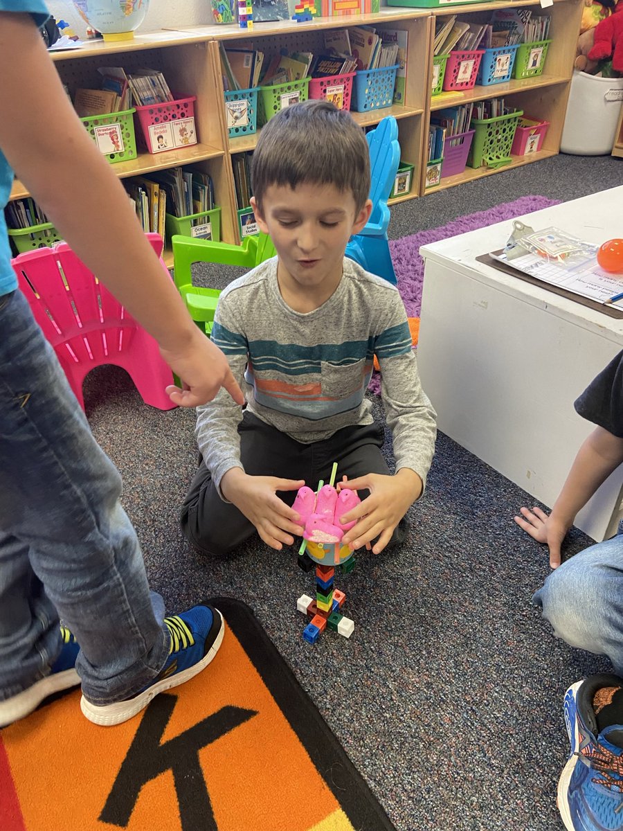 msflanary's tweet photo. Kinders hatched peeps delivered to our room with a note from E. Bunny to care for the peeps while he was busy getting ready for Easter. They were challenged to build a nest so they researched, planned, and constructed a nest that would keep their peeps safe from predators. https://t.co/HQsb0KxoO7