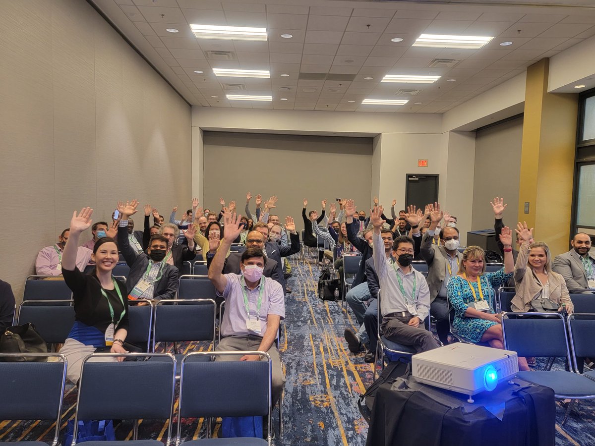 Another great turnout for #AIMW22 #IMPOCUS! This time an open forum. See the below response when asked who felt they would benefit from formal guidelines on curriculum from a major IM medical society. It's time to give these folks some real tools!