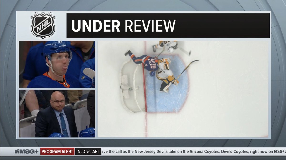 RTaub_'s tweet photo. Casey Cizikas’ reaction to the non goal call 😅 https://t.co/hHOUphPH1r