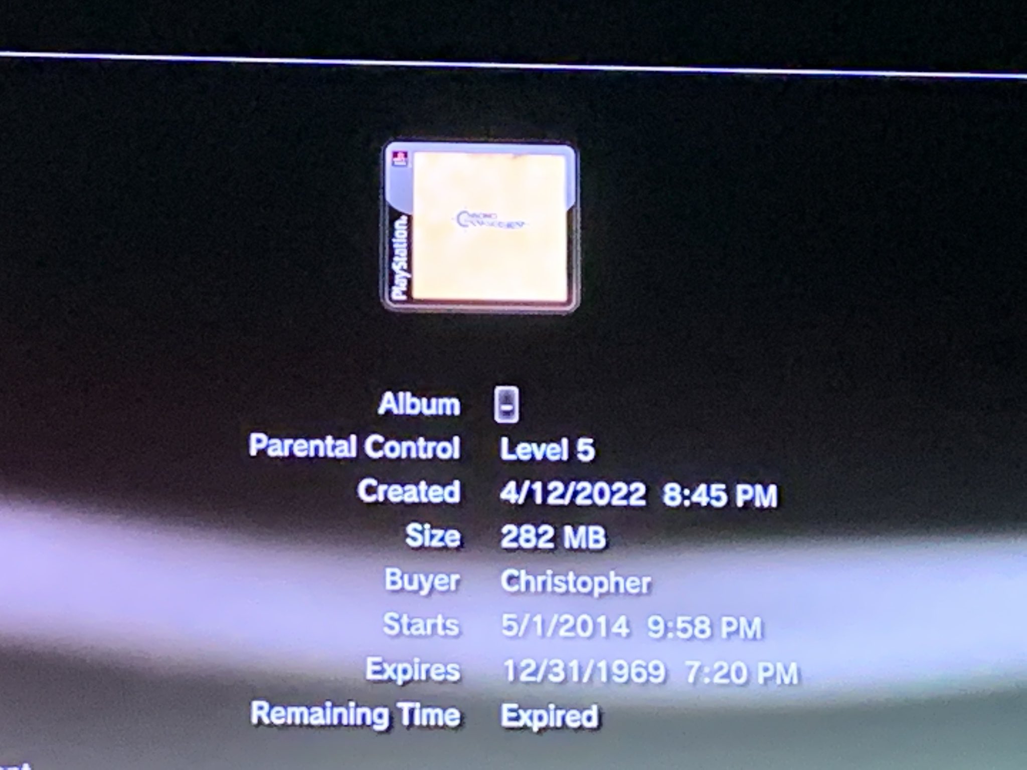 Christopher Foose on Twitter: "So did @PlayStation expire the PSOne  Classics versions of #ChronoCross and #ChronoTrigger by setting the date on  new downloads to 12/31/1969? This is preventing me from playing my
