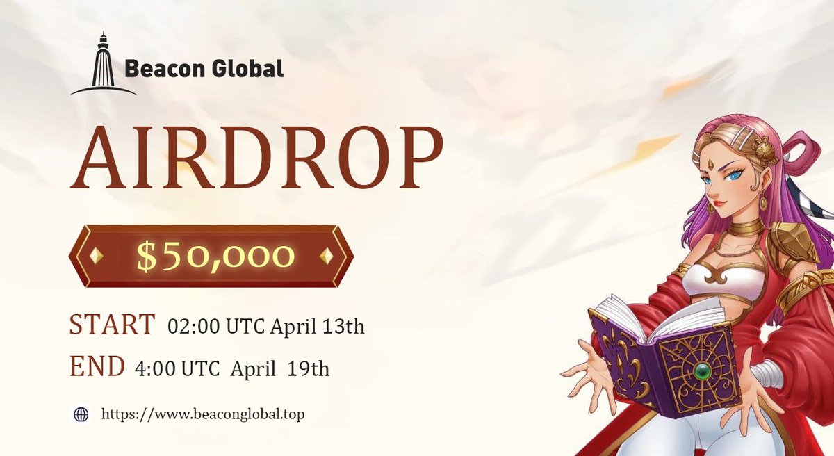 🔜Beacon Global #Airdrop is coming !🙌🙌🙌

💰Total prize pool: $50,000 

💰Random bonus + Referral bonus

📅Date: April 13th - April 19th

👉Rules

🔮Complete the tasks given in the Gleam: gleam.io/4N1h1/beacon-g…

#Airdrop #Giveaway #Metaverse #GameFi #NFT #Reward