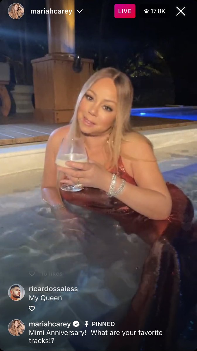 gibsonoma's tweet photo. Absolutely obsessed with Mariah Carey doing an Instagram Live while wearing an evening gown in a swimming pool with a cocktail in her hand https://t.co/RS3oaVnI4X