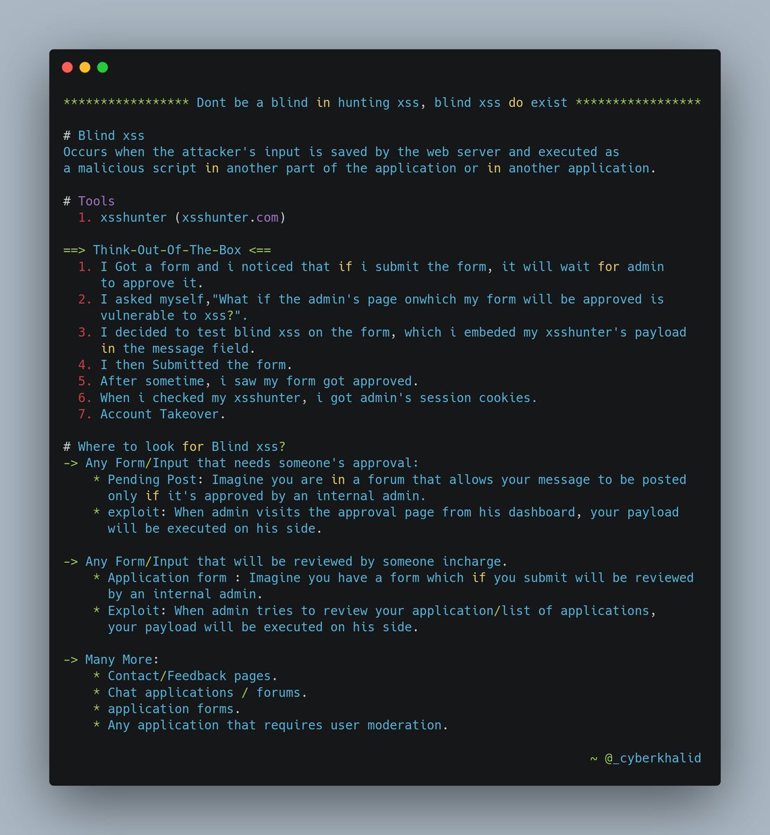 cyb3rkh4l1d's tweet image. Blind XSS is kind of vulnerability that most hunters miss, This is my findings from hackerone public program inwhich I was able to takeover admin dashboard.

Don&apos;t be a blind, blind XSS do exist

#cybersecurity #bugbounty #infosec #infosecurity #Ethicalhacking #websecurity