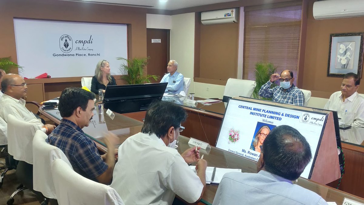 CoalIndiaHQ's tweet photo. Ms. Rowan Ainsworth, Australia’s Consul-General in Kolkata, visited Central Mine Planning &amp; Design Institute, Ranchi, #Jharkhand.  She discussed how #Australia could potentially cooperate with CMPDIL / CIL in its various activities. https://t.co/7x22asIrxv