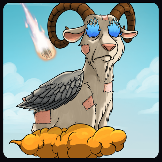 KingGoldPeter's tweet photo. Just #Minted this sick ass Goat with the daily airdropped $MYTH I get for holding delisted @nft_godz .. He will be a #Sacrifice to the @nft_godz later in an attempt to earn a #Scroll with my Godz Seal Number to do some #DemonShit! https://t.co/TTWnfcbIII