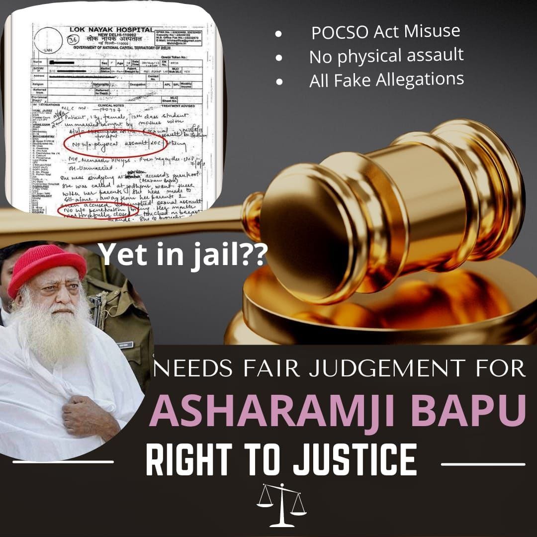 #मौलिक_अधिकारों_से_वंचित कर रहे है निर्दोष Sant Shri Asharamji Bapu को❗️
इनको झूठे केस में फँसाया गया है एक भी सबूत Bapuji के खिलाफ नहीं मिला है।
Right to Justice
Janta Kee Awaaz