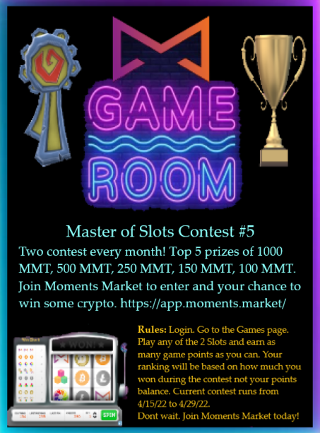 momentsmarket's tweet photo. Our next contest begins 15th April 2022 🎉

🏆
1st - 1,000 MMT
2nd - 500 MMT
3rd - 250 MMT
4th - 150 MMT
5th - 100 MMT

- runs for 2 weeks
- free credits daily

https://t.co/WwVELc6bAf https://t.co/ZgWr1kTZRz