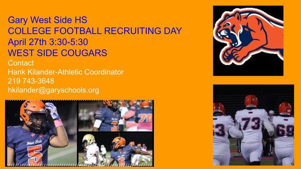 wscougarsfb's tweet photo. Come check out the West Side Cougars Football Recruiting Day! Players will work out for College Coaches!!! https://t.co/7r8BuSplSf