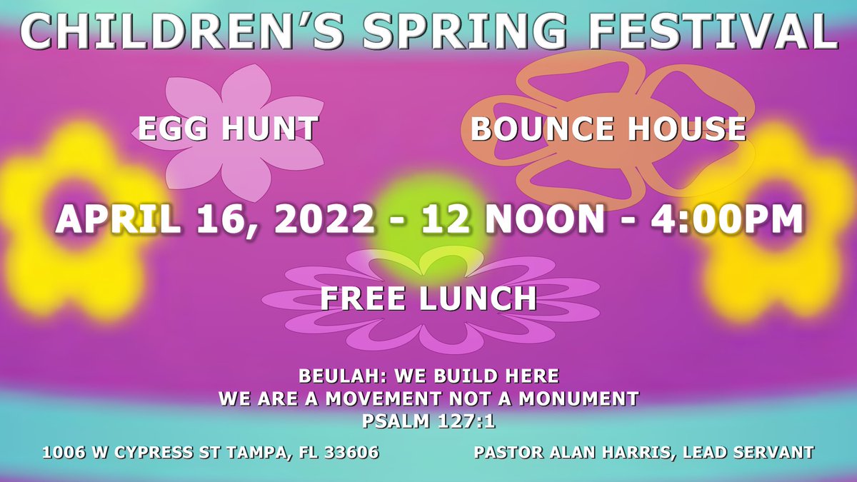 bbictampa's tweet photo. This Saturday, April 16th we invite you and your family to gain us for the Children’s Spring Festival! It’s fun for all ages. https://t.co/umEp2ILvLG