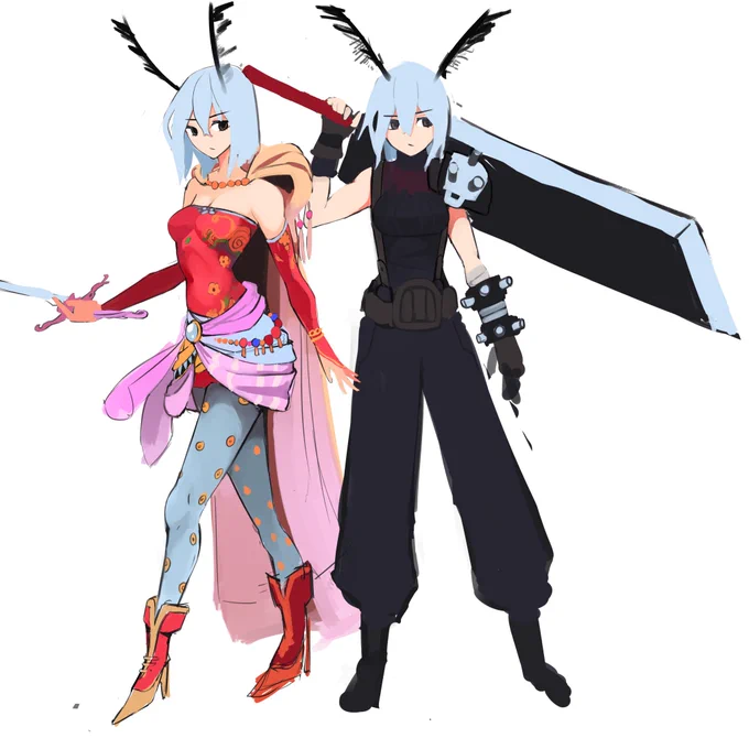 doodled my OC in characters outfits that share a similiar personality to her 