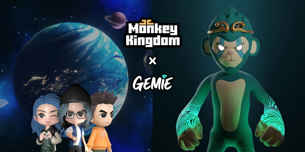 🔥 We're excited to announce our partnership with @MonkeyKingdom_ 

We’re giving away 3 WL spots for @MonkeyKingdom_ 🚀

1️⃣ Follow @MonkeyKingdom_ <a href="/Gemie_Official/">GEMIE💫 VIP PASS SOLD OUT</a>
2️⃣ Like + RT 💙
3️⃣ Join discord.gg/gemie
4️⃣ Reply below with your discord ID (eg. BoredMagician), tag 3 frens