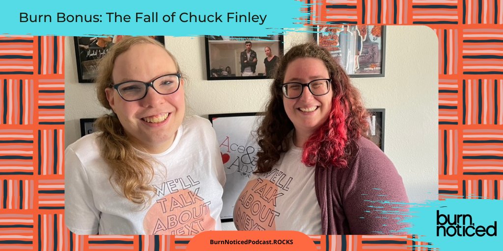 BurnNoticedPod's tweet photo. In our final episode for the Burn, Noticed feed, Bri and Christine break their very own episode of Burn Notice based on our 3 (!!) years of intense study. 

We present... The Fall of Chuck Finley (canonically taking place in late season 5)

https://t.co/hg6P1DpnxI https://t.co/IWty3kPspO