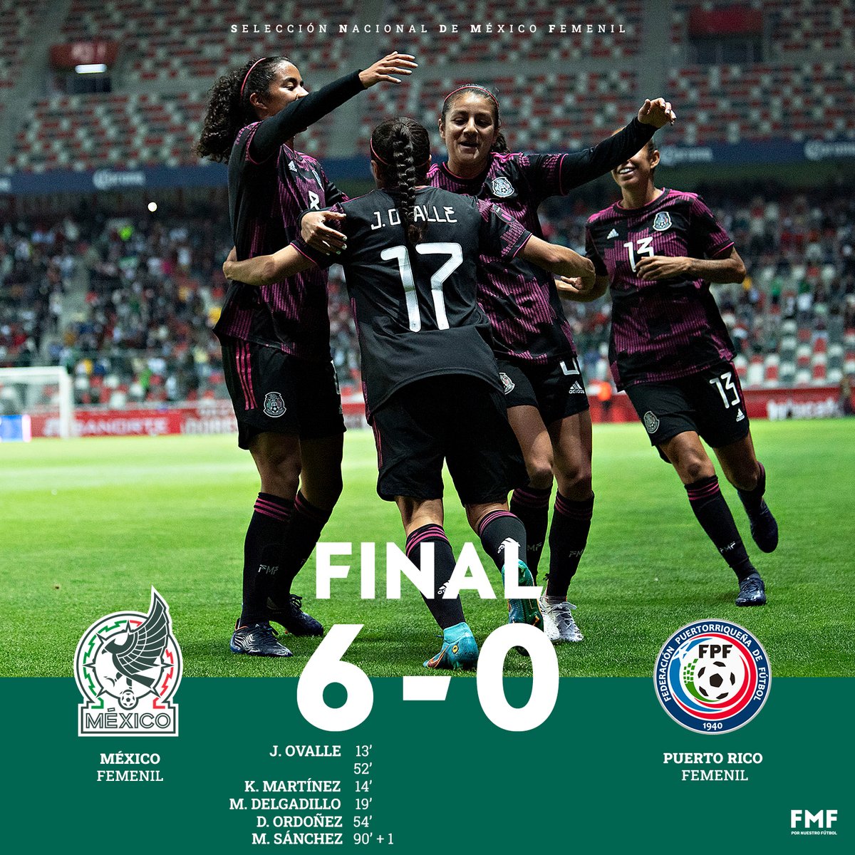 Miseleccionfem's tweet photo. ¡Nos vamos al Campeonato W de Concacaf... en Monterrey!🔥👏🤩

Gracias por el apoyo, Incondicionales, ¡celebremos juntos este triunfo y el pase!💚😍

¿Listos para la carnita asada en 🇲🇽?

@ATTMx presenta el marcador final.

#ApasionATT | #CambiaElJuego https://t.co/n5PXjvV43N