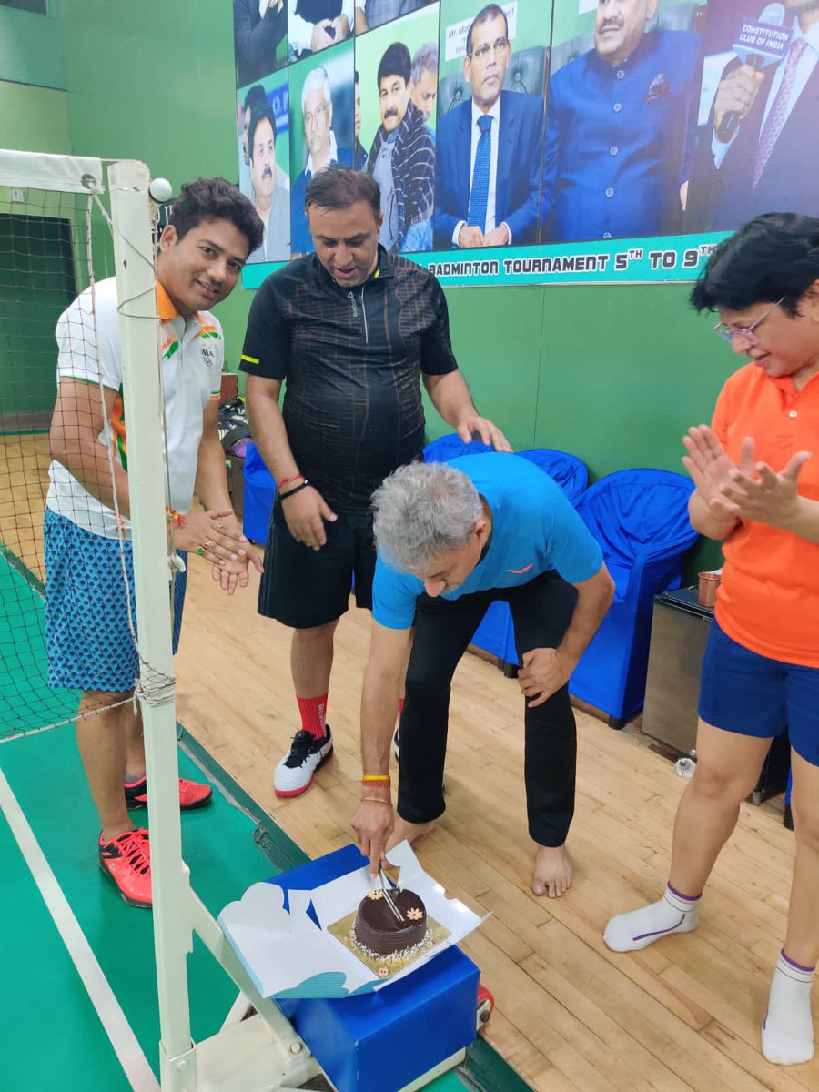 We celebrated #birthday of our coach Vikram Bhasin  at the #badminton court of #constitution club of india . <a href="/PBLIndiaLive/">Premier Badminton League</a> <a href="/toisports/">TOI Sports</a>