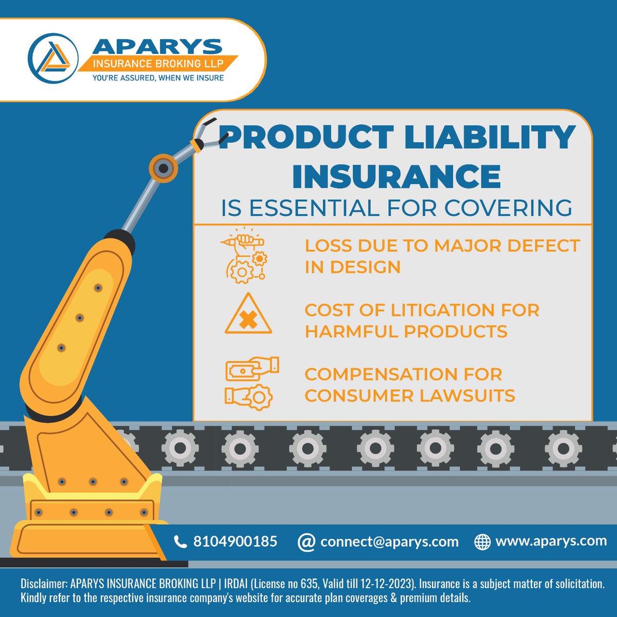 aparysinsurance's tweet image. Safeguard yourself from lawsuits related to product defects and flaws by investing in Product Liability Insurance.
Connect with us today to learn more!

#Aparys #productliabilityinsurance #corporateinsurance #healthinsurance #lifeinsurance #youreassuredwhenweinsure