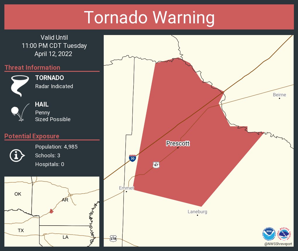 NWS Tornado on Twitter "Tornado Warning continues for Prescott AR