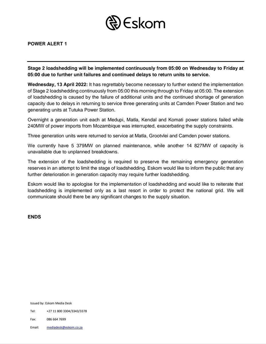 Eskom Hld SOC Ltd tweet media